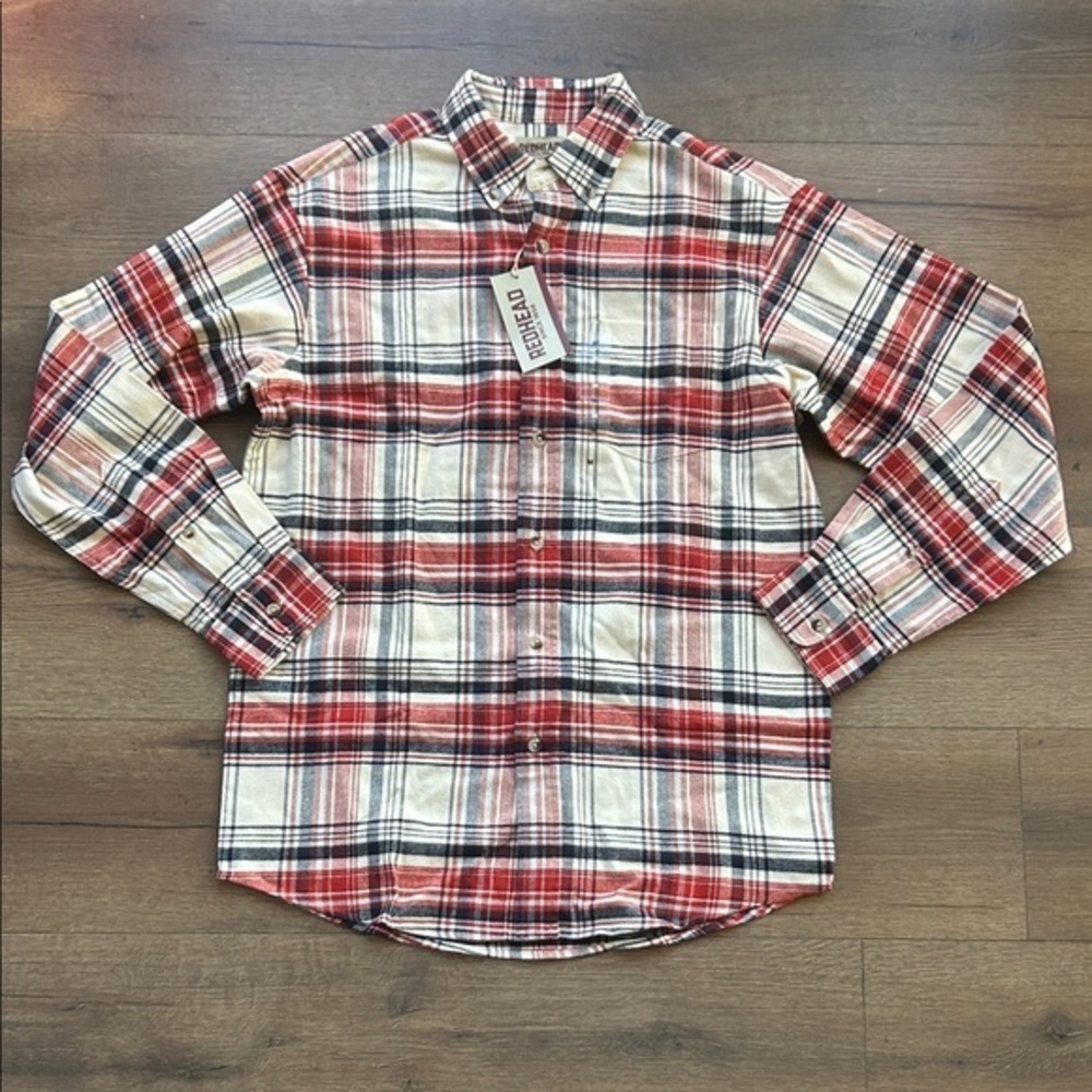 Redhead and Cream Plaid Men's Flannel ! Medium